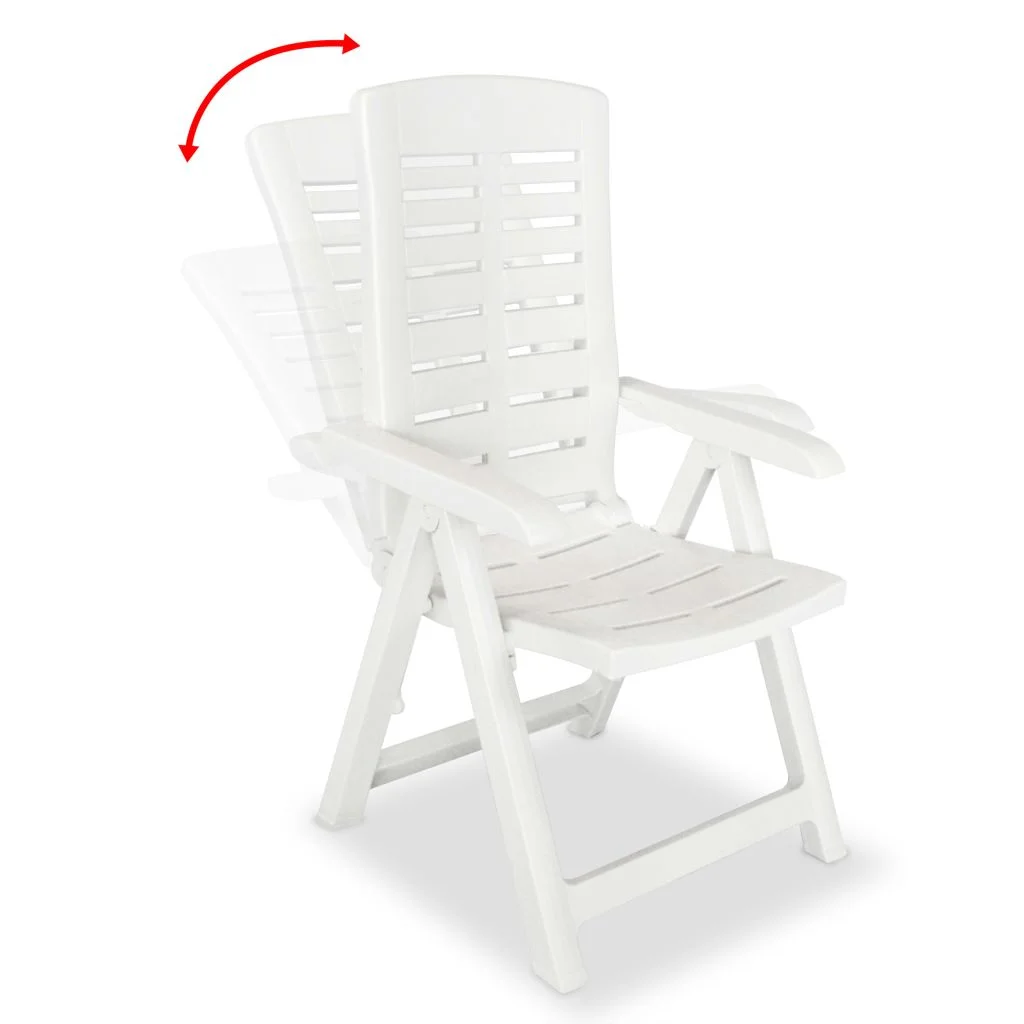 vidaXL Reclining Patio Chairs Outdoor Stack Dining Chair with Armrest Plastic - Image 12