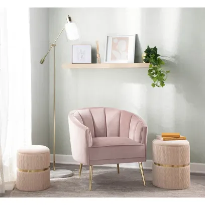 Randolf Velvet Accent Chair in Silver Orchid