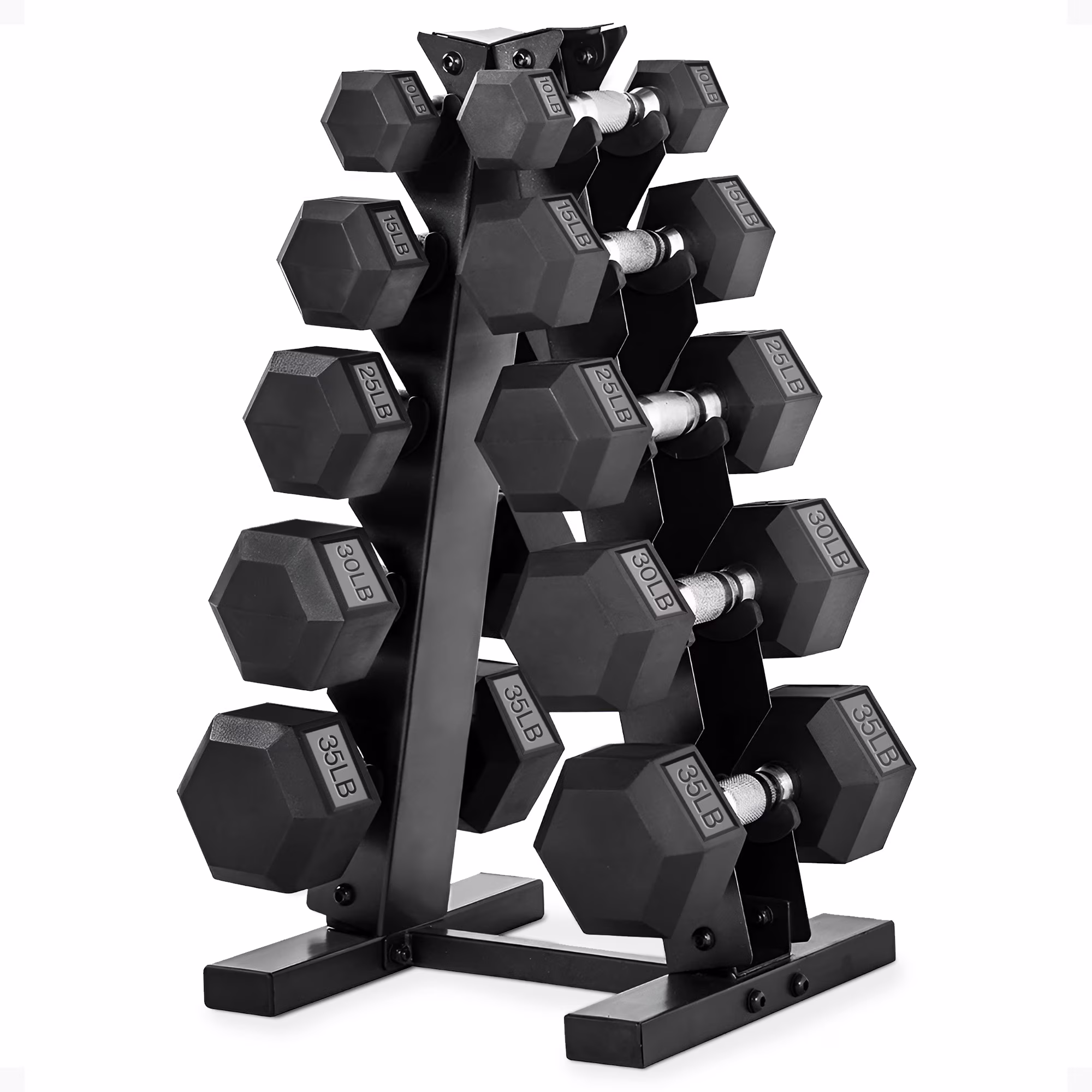 Holahatha 10, 15, 25, 30, 35 Pound Hexagonal Dumbbell Weight Set W/Rack(230lb Set)