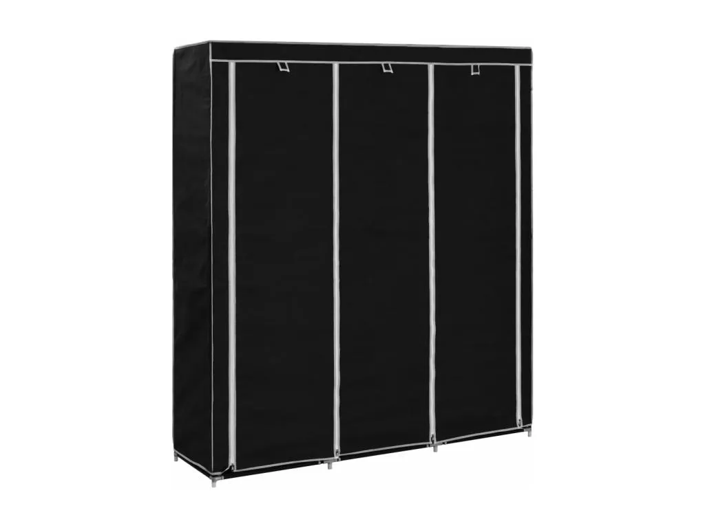 Armario con compartimentos y varillas tela negro 150x45x175 cm VOIQ57544