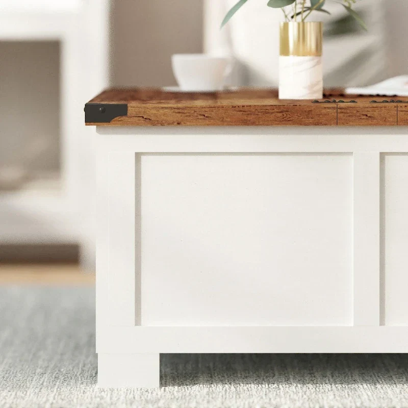 Contemporary Farmhouse Coffee Table Featuring Concealed Storage