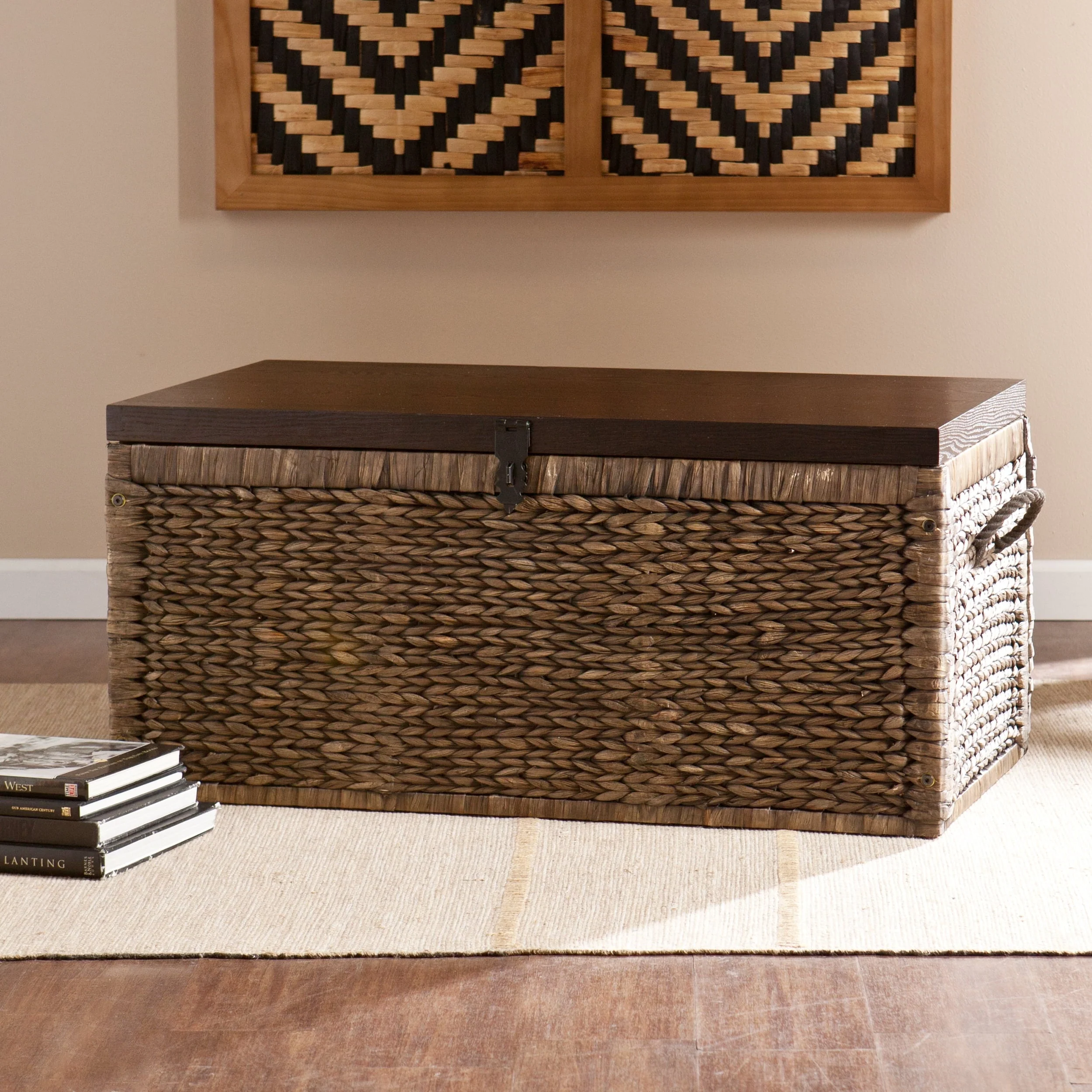 Samford Water Hyacinth Storage Trunk, Blackwashed with Espresso - Image 15