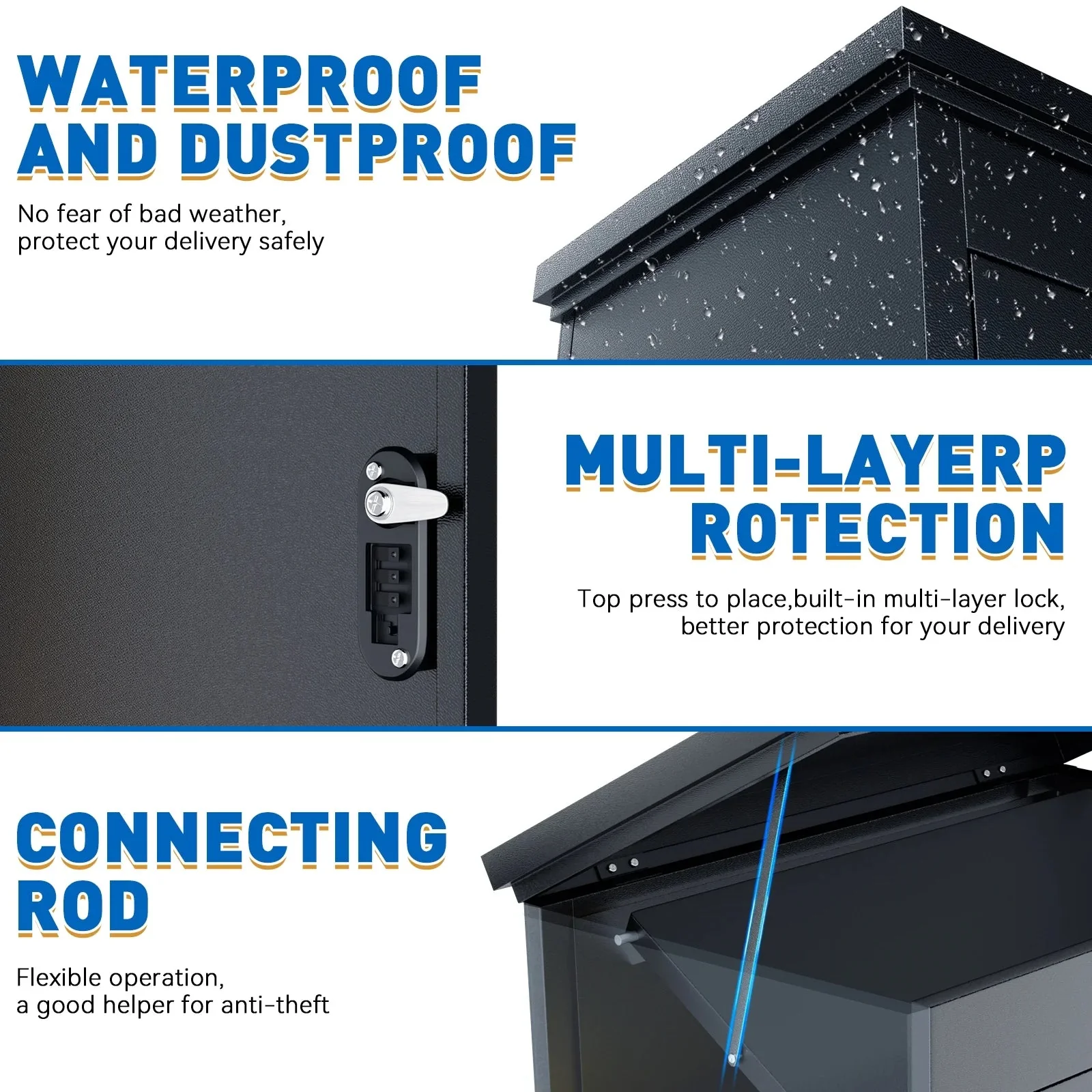 Gaonala Steel Package Delivery Box 19.6x14.4x44.9in Lockable Weather-Resistant Black - Image 26 Gaonala Steel Package Delivery Box 19.6x14.4x44.9in Lockable Weather-Resistant Black - Image 26