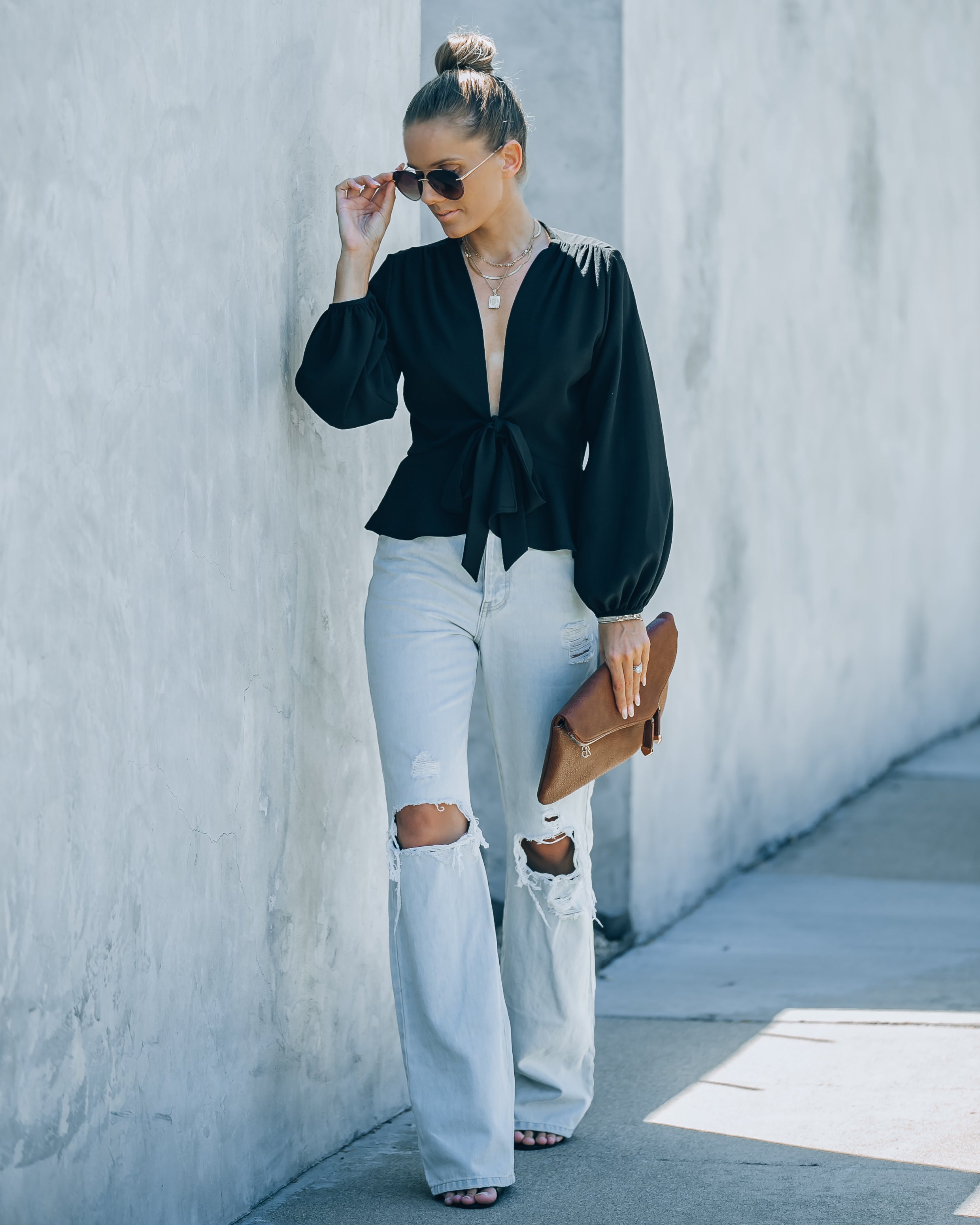 Erica Front Tie Top - Black - FINAL SALE - Se7enfashion