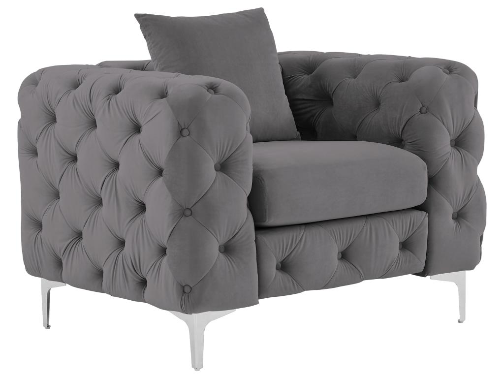Sillón chesterfield de terciopelo antracita EDWINA