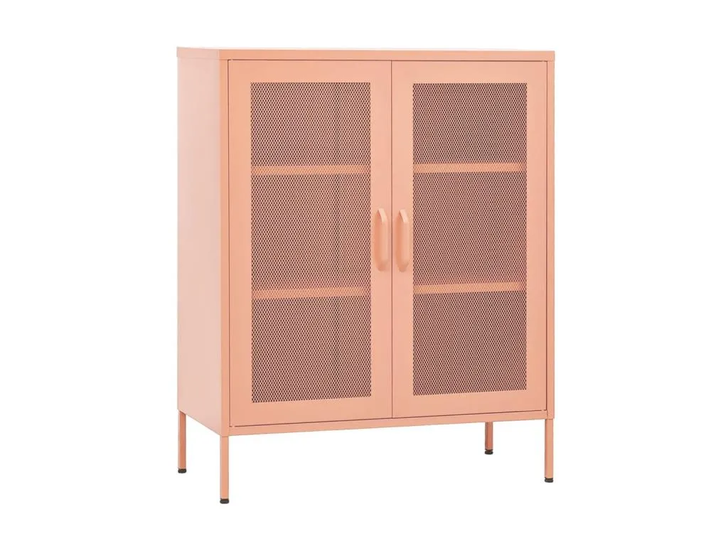 Armario de almacenamiento acero rosa 80x35x101.5 cm
