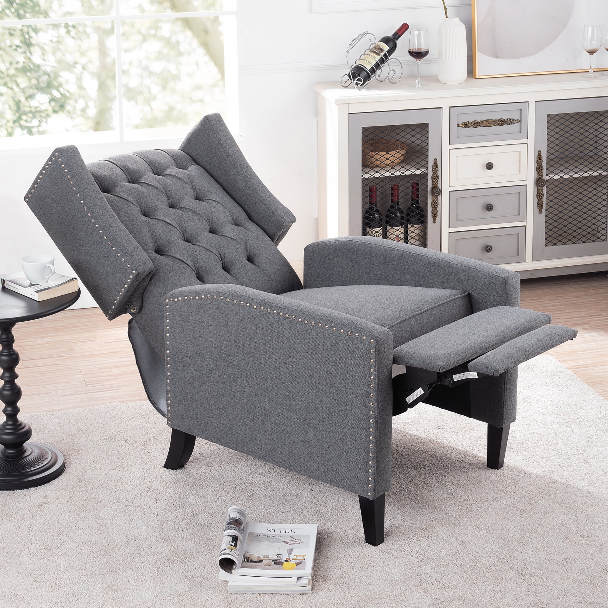 Recliner Chair, Living Room Chairs with Arms, Adjustable Single Reclining Sofa, Home Theater Seating Arm Chair with Thick Padded Seat, Footrest, Lounge Chair for Bedroom, Blue - Image 18
