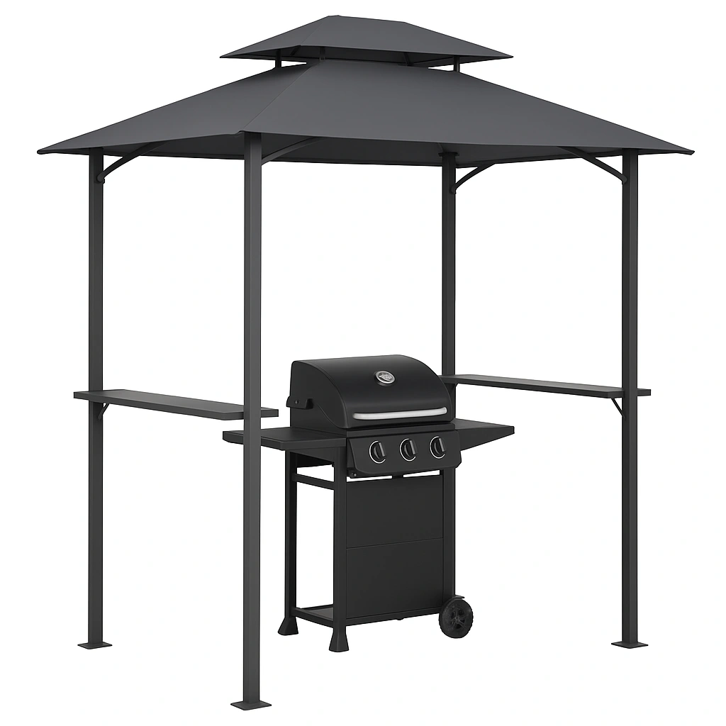 Pabellón Barbacoa Negro Acero Exterior 240x150x250 cm