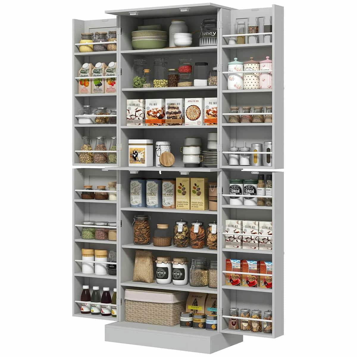 Spaco 17-Tier Kitchen Small Pantry Cabinet with 2 Doors and 6 Adjustable Shelves, Cabinet Pantry, Freestanding 5-Tier Shelving Pantries for Kitchen Storage, Gray - Image 68