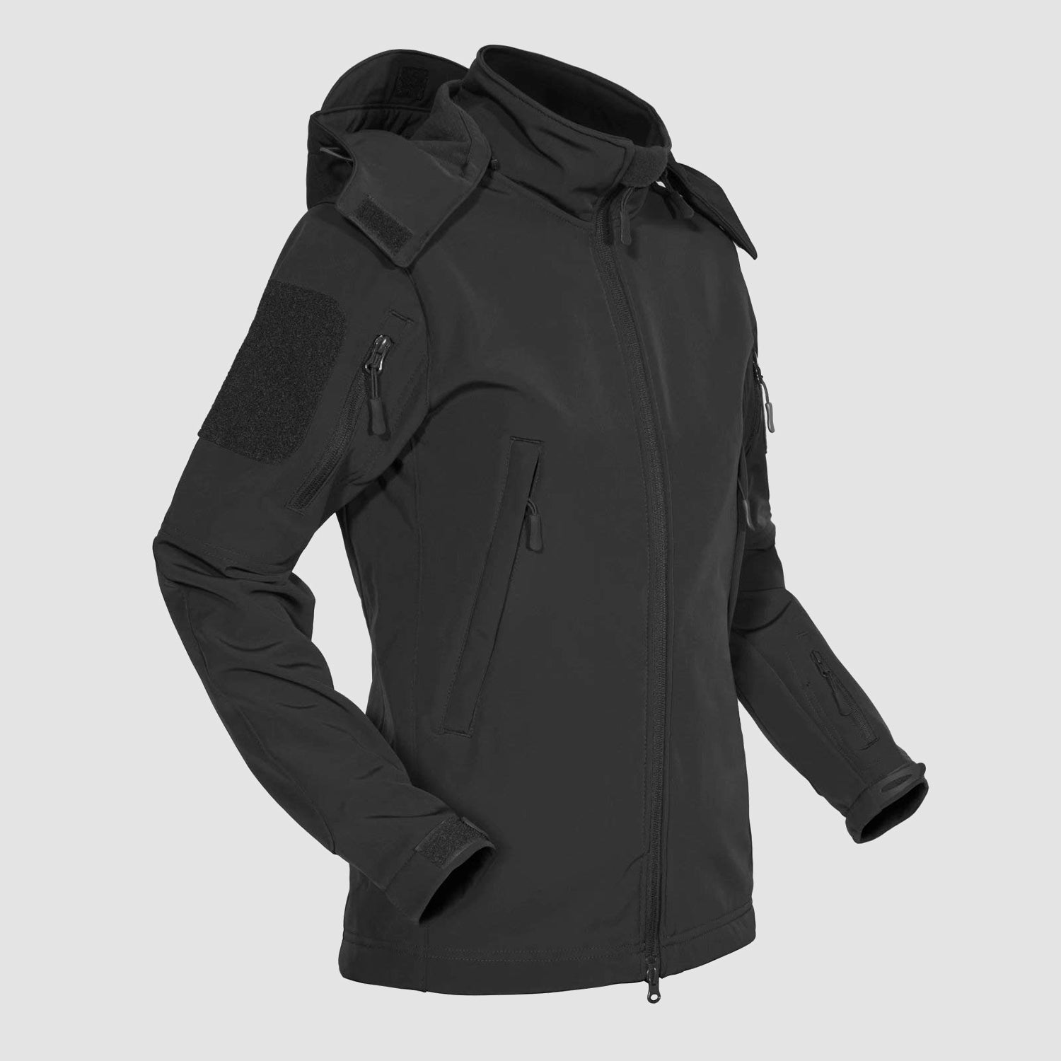 Women's Hooded Winter Jacket with 6 Pockets Waterproof Windproof Softshell Fleece Tactical Coat