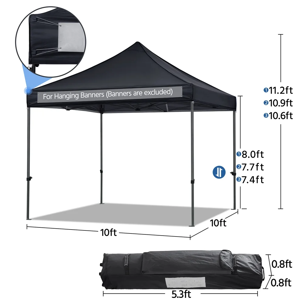 Alden Design Adjustable 10' x 10' Commercial Pop-up Canopy with Wheeled Carry Bag, Blue