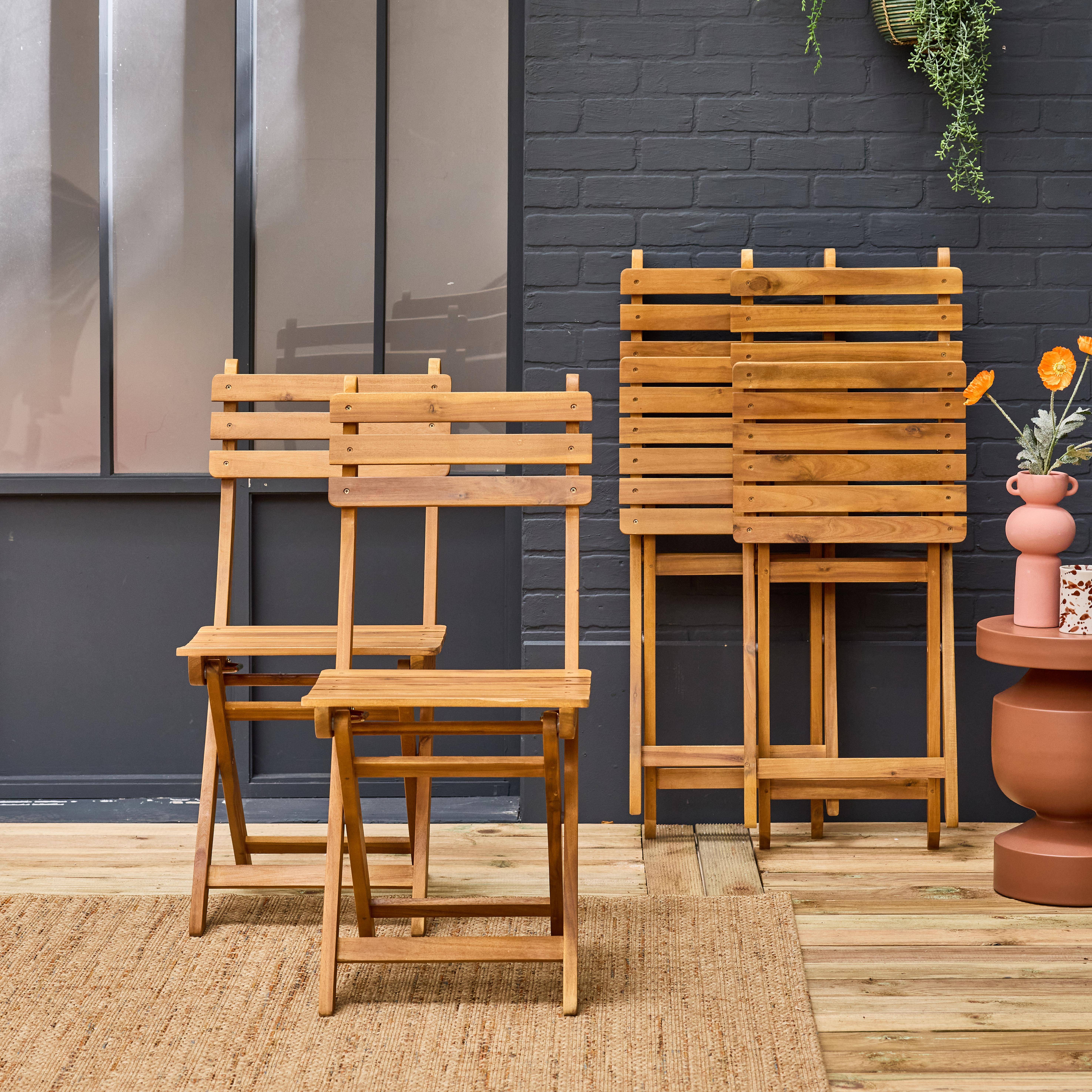 Calena - Silla de jardín plegable madera de acacia, set de 4
