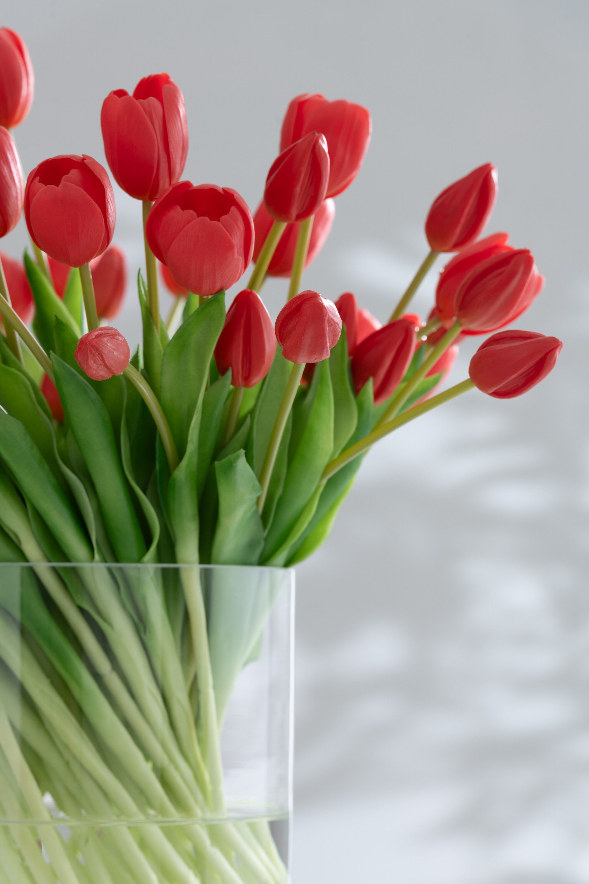 J-Line boeket Tulpen 7 stuks - kunststof - koraal roze - small