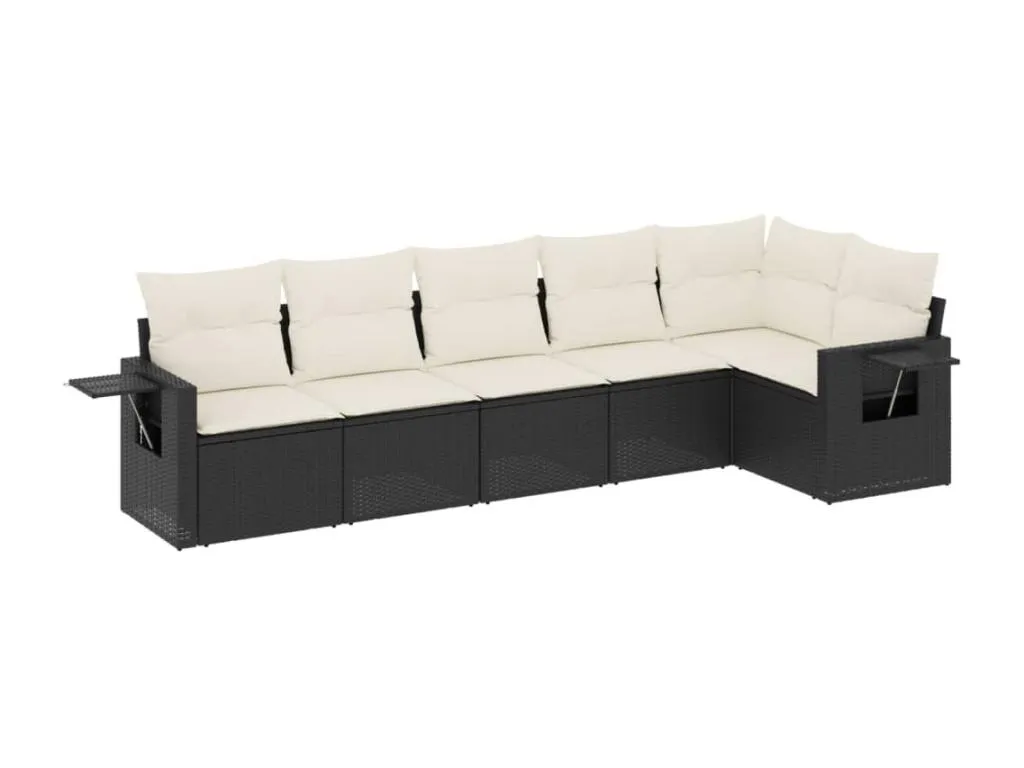 Set de sofás de jardín 6 piezas y cojines ratán sintético negro 69896TNPP