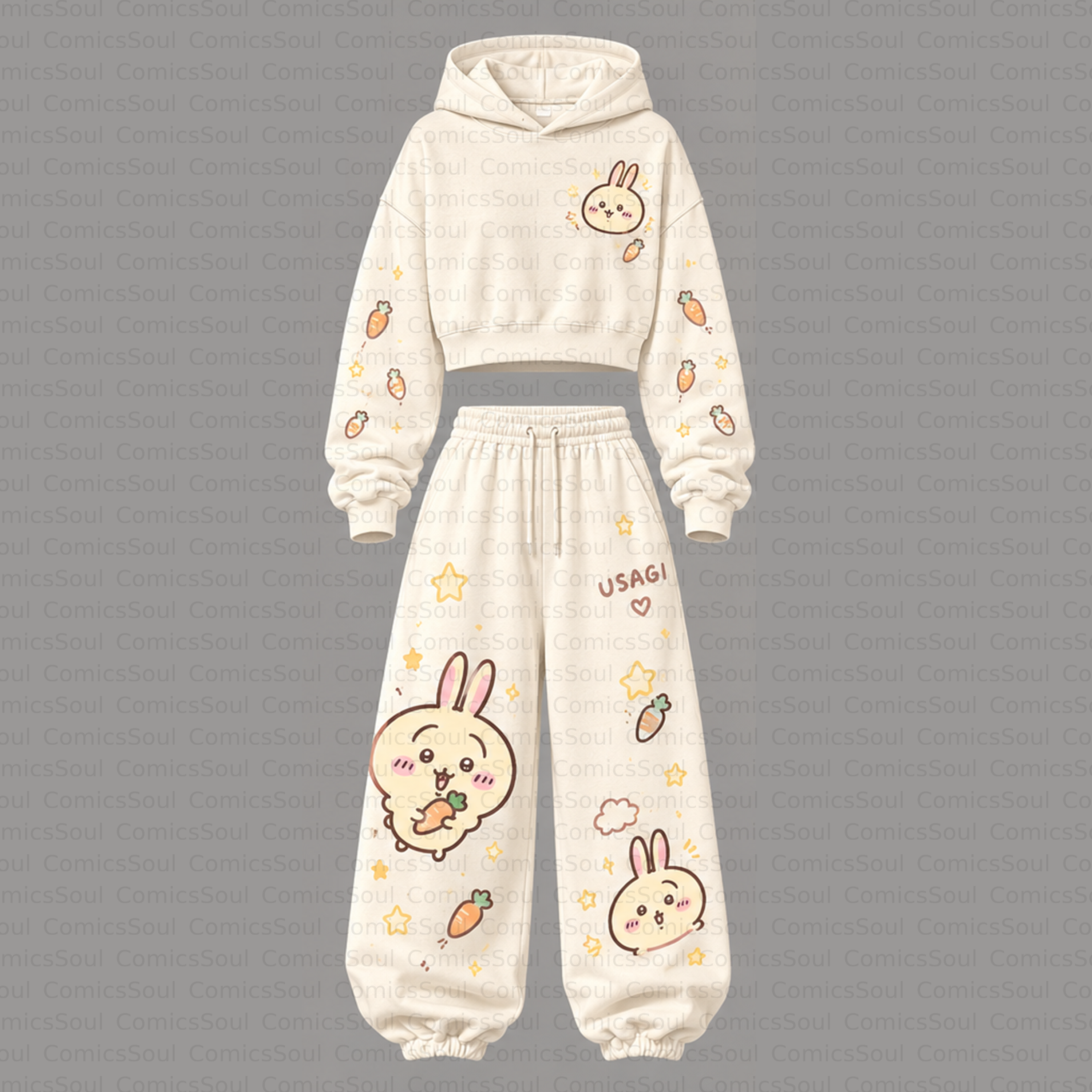 CHIIKAWA Cropped Long Sleeve Hoodie & High Waist Jogger Pants Two Piece TeeThreads Sustain the Scene with Custom Apparel