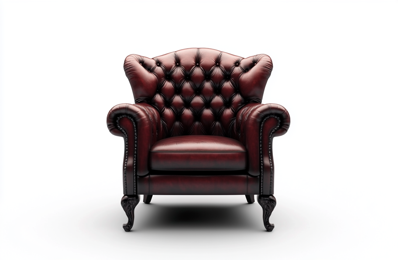 Sillón individual respaldo capitoné burdeos piel sintética sala clásica 105 cm