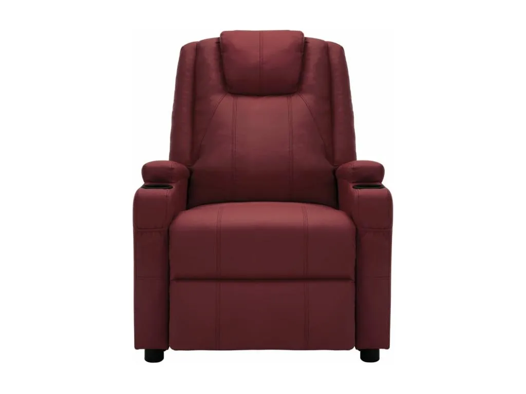 Sillón de masaje eléctrico cuero sintético rojo tinto