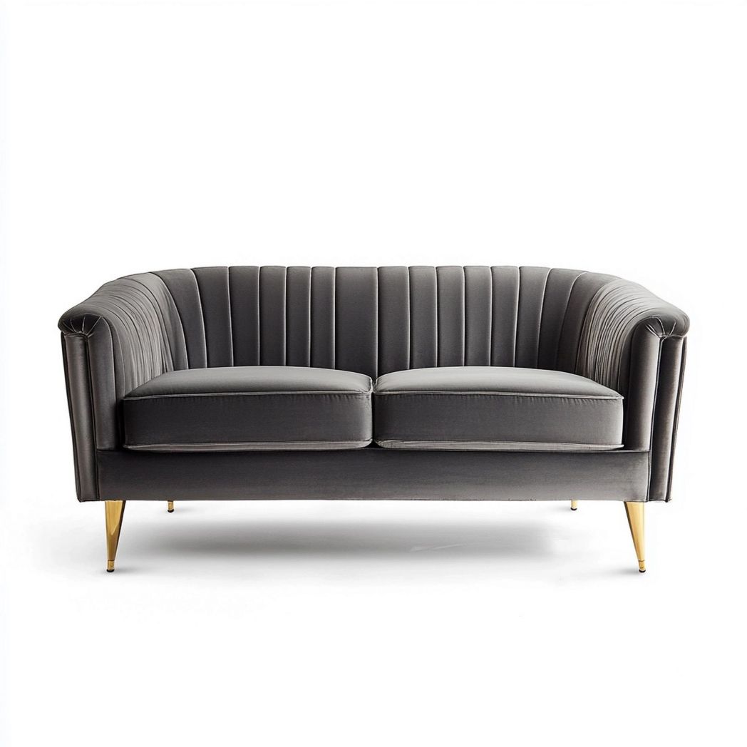 Sofá de Terciopelo Gris de 2 Plazas 138x82x78 cm