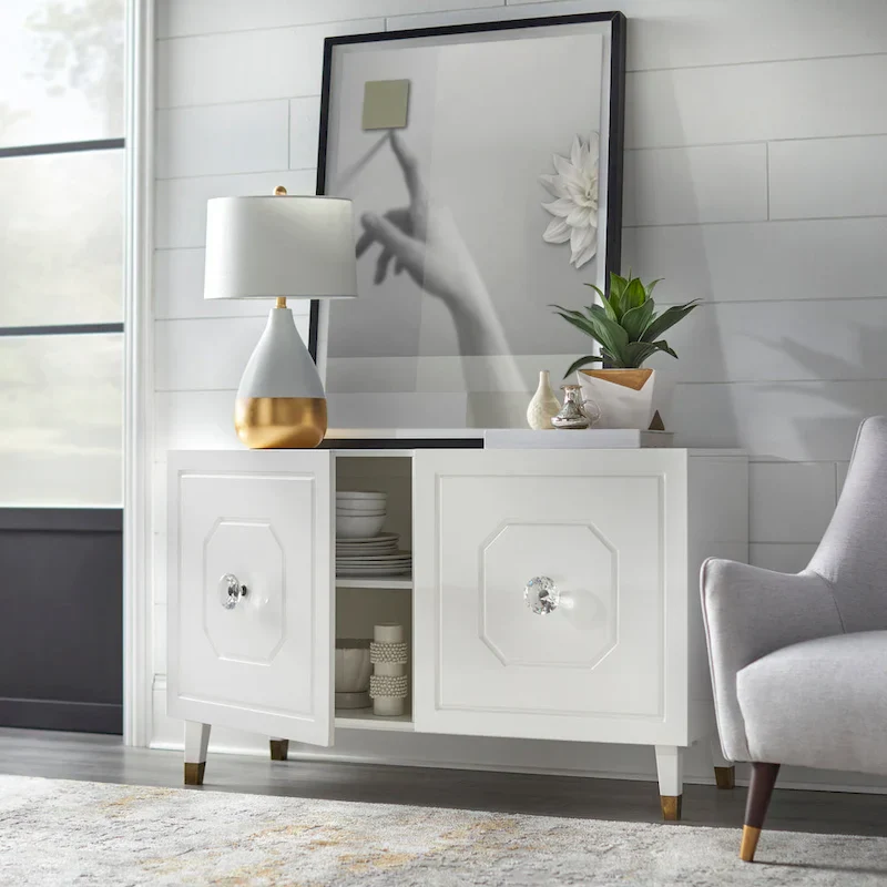 angelo:HOME Jaslene Glossy Glam Media Buffet Cabinet