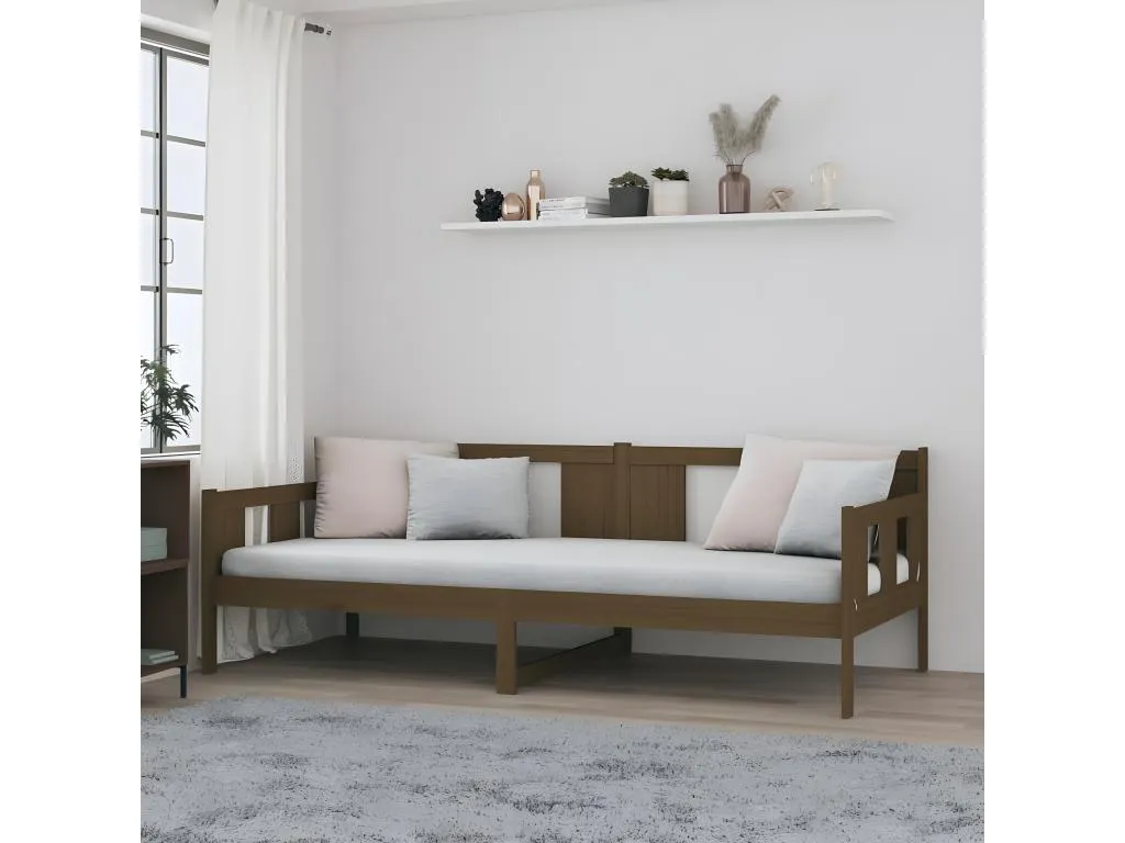 Sofá cama Hogarve maciza de Hogarve marrón miel 80x200 cm xwqh27822