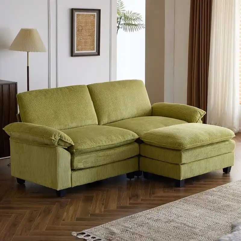 Chenille Two-Seater Sofa with Footstool - 2+1 Indoor Double Bag, Dimensions: 217*141*85
