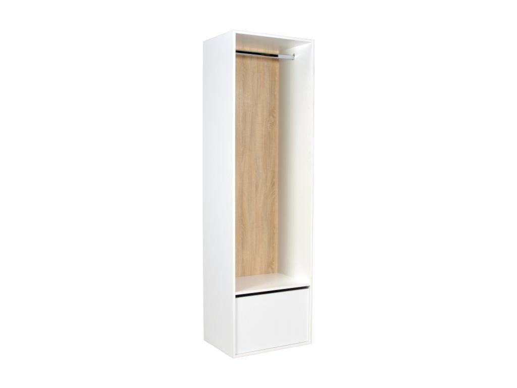 Armario esquinero modular 144.5 Cm - blanco y natural