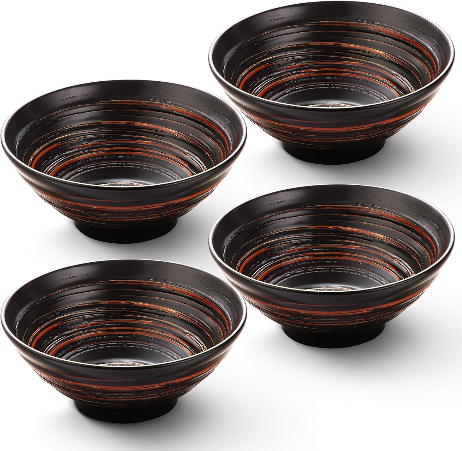 YUN TAO Ceramic Ramen Bowls Set of 4, 35 oz Large Japanese Style Serving Bowls for Salad,Udon, Soba, Pho,Pasta, Asian Soup Noodle (Multicolor - Set of 4)