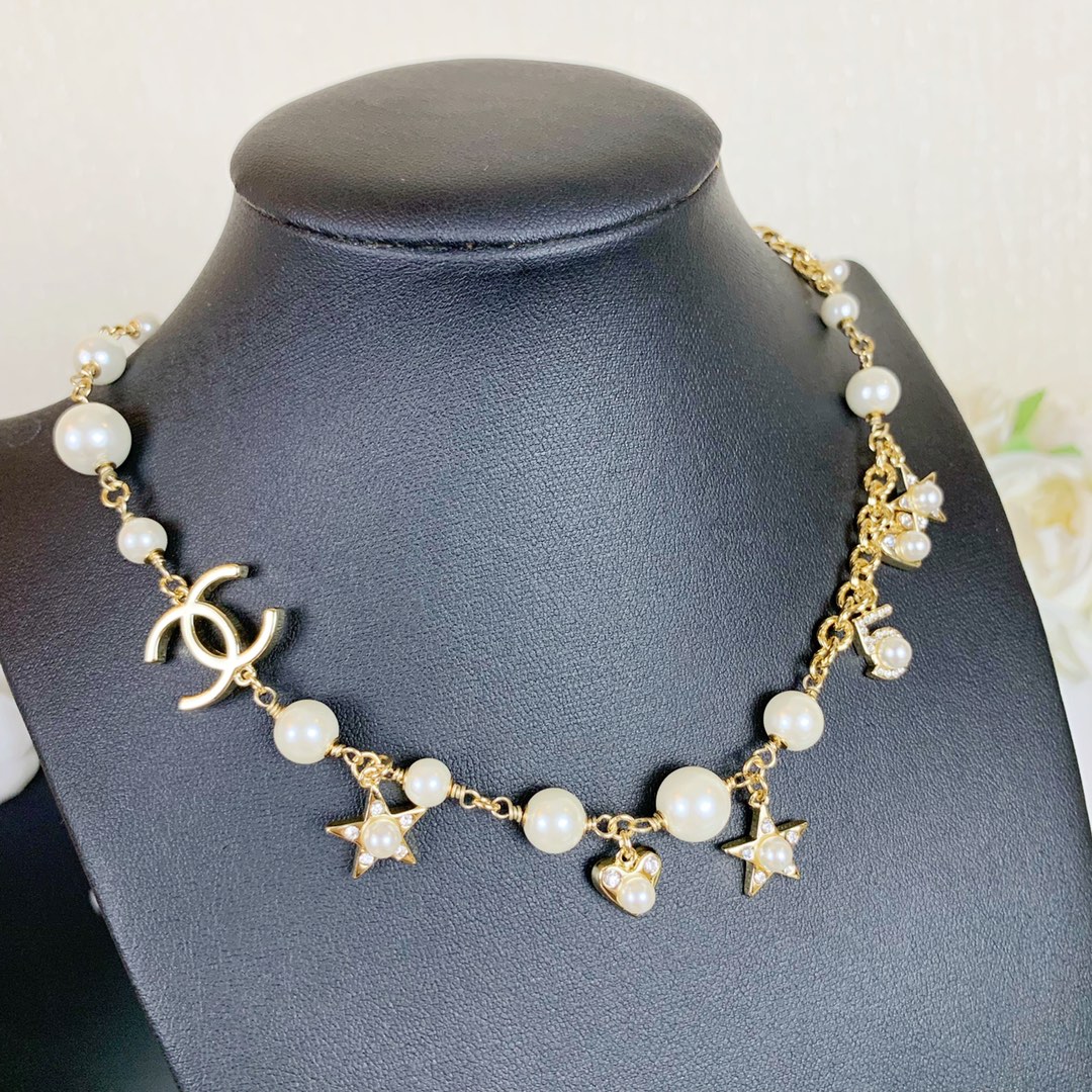 Chanel Princess Star Heart NO.5 Pearl Charms Necklace - Original Replica Club
