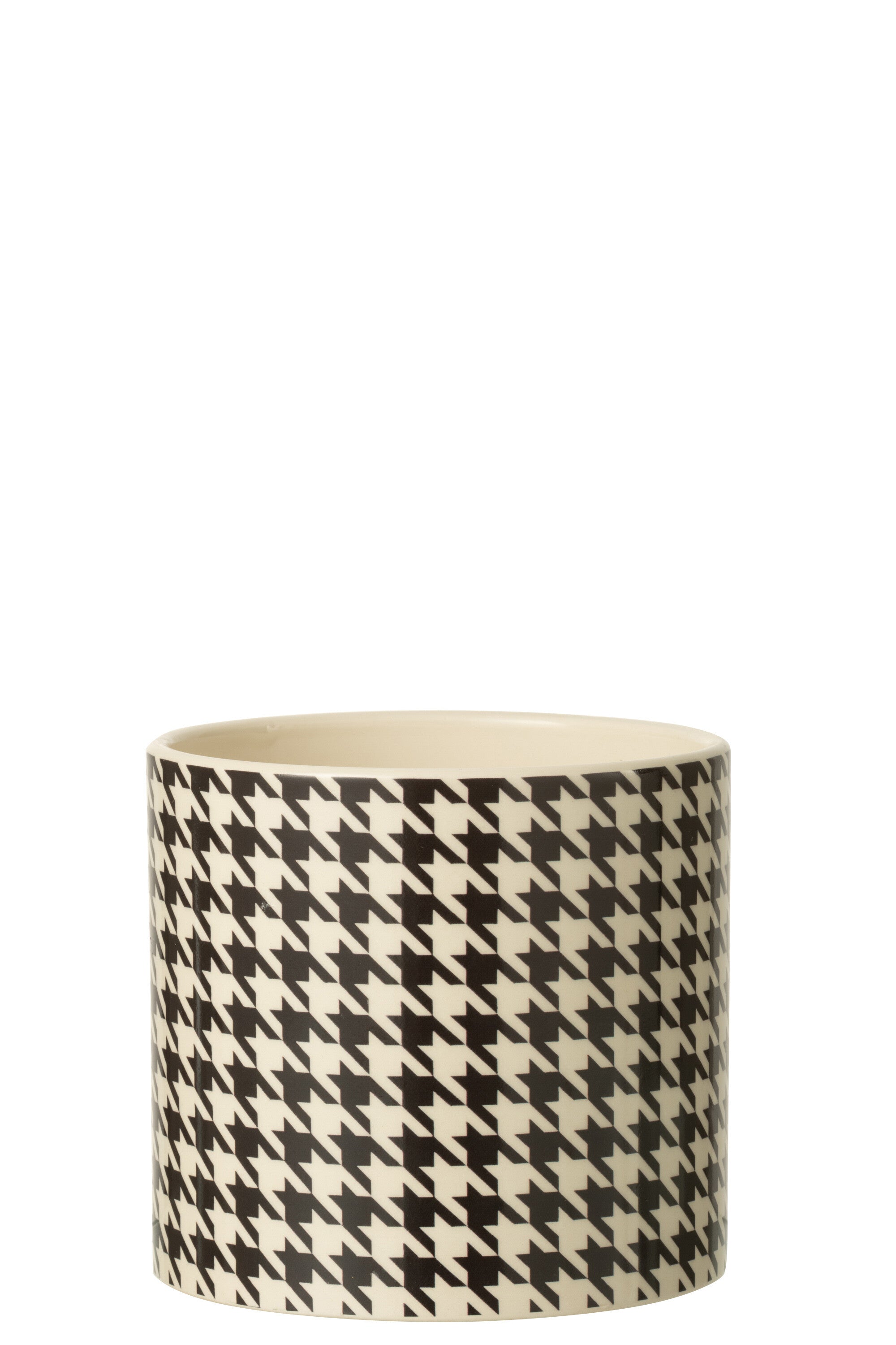 J-Line bloempot Pied-De-Poule - keramiek - wit zwart - large
