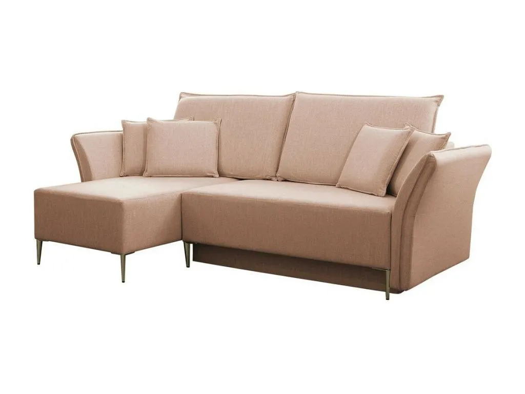 Sofá rinconero Mobtrendy 146 Rosa Función de descanso Caja de ropa de cama 247x142cm 83458izro