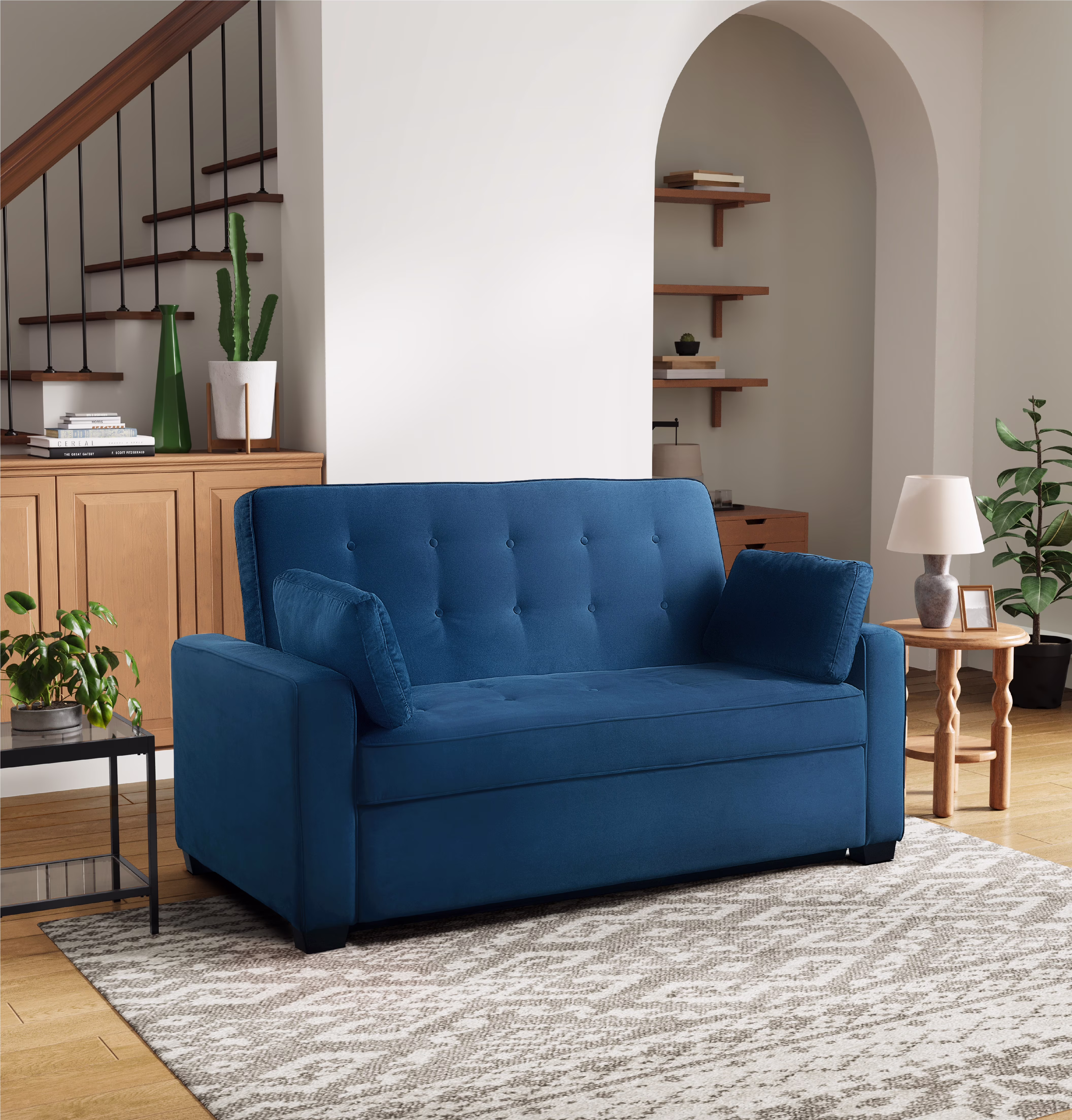 Serta Dream Convertibles Monroe Modern Polyester Convertible Queen Sofa Bed with Pillows Grey - Image 7