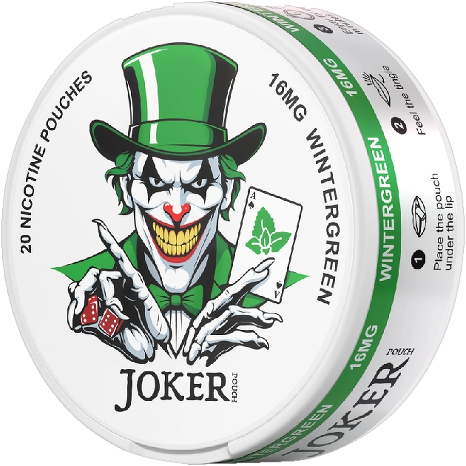 Joker Wintergreen 16mg nicotine pouches (side)