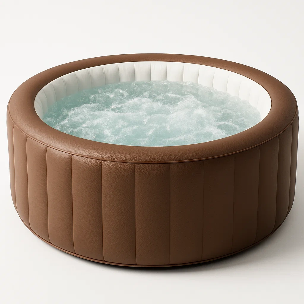 Spas hinchables 180x66 cm 2 plazas redondo marrón/blanco mPUfmYR327rJ