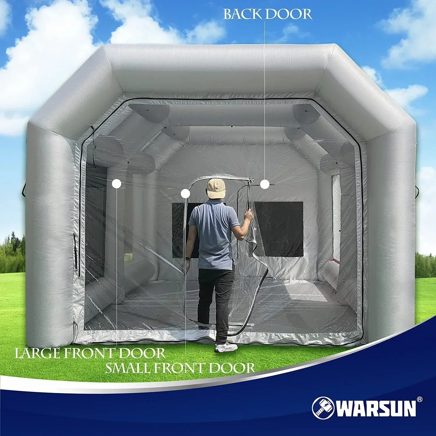 WARSUN Inflatable Paint Booth With Air Filter System, 28X15X10Ft, 950W+750W Blowers - Image 2 WARSUN Inflatable Paint Booth With Air Filter System, 28X15X10Ft, 950W+750W Blowers - Image 2