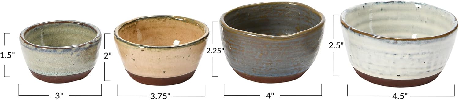 Creative Co-Op Stoneware Bowls with Reactive Glaze Finish, Set of 4