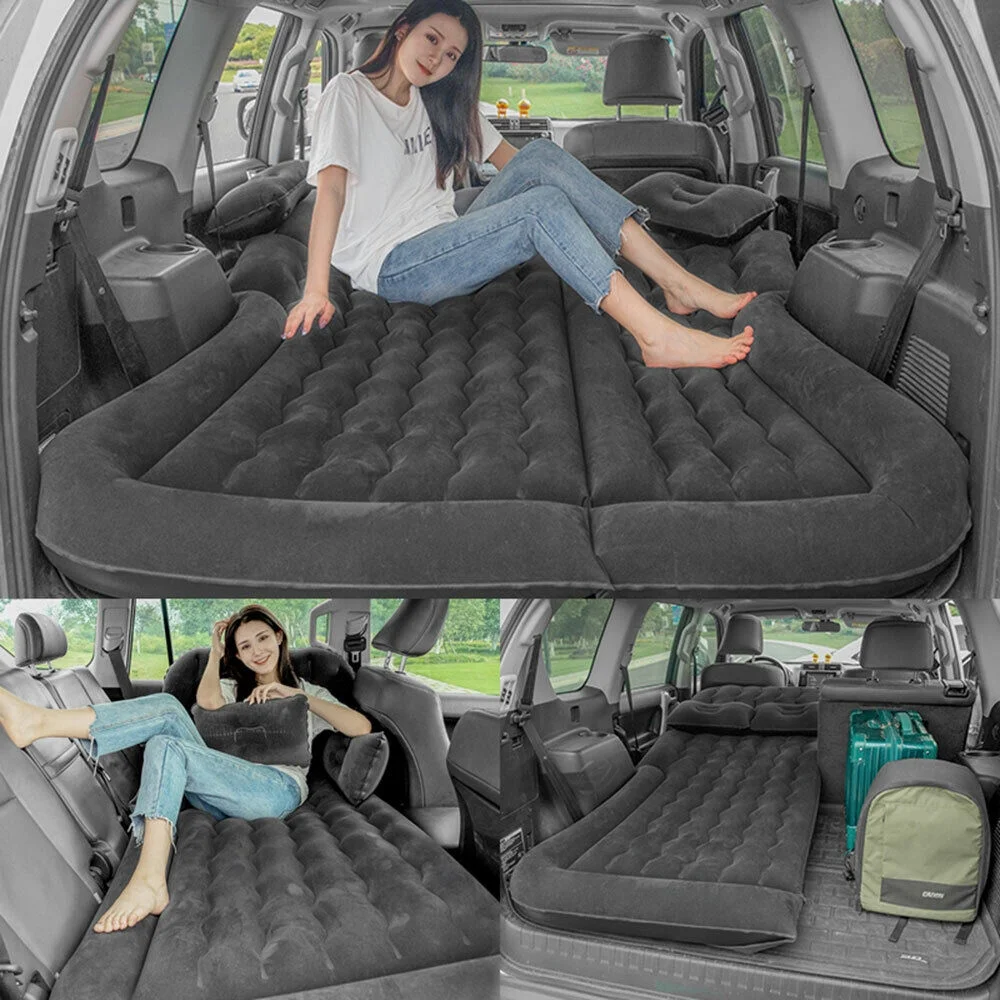 Auto Car Air Mattress Travel Bed PVC Flocking Inflatable Camping Bed with 2 Pillows - Image 6