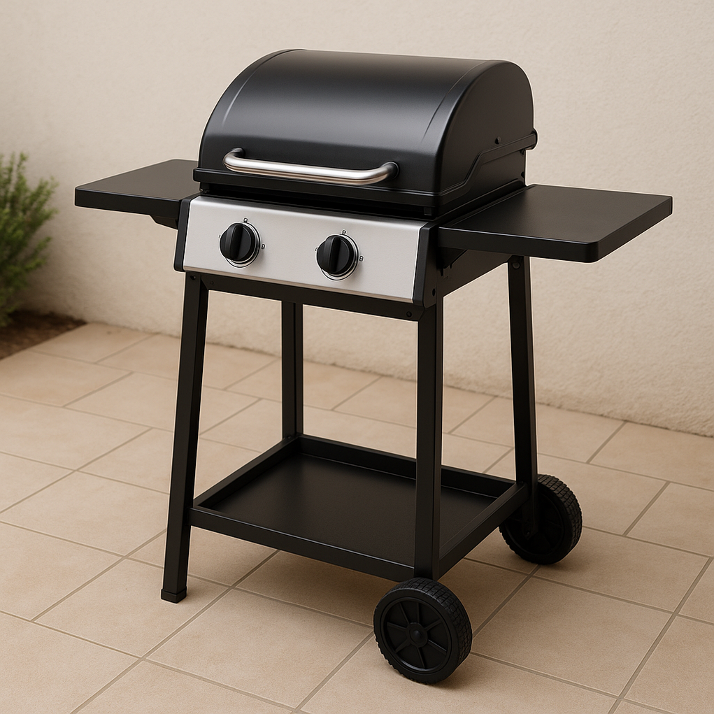 Barbacoas de gas 100x50x90 negro con 2 quemadores YFVpHbX361Xw