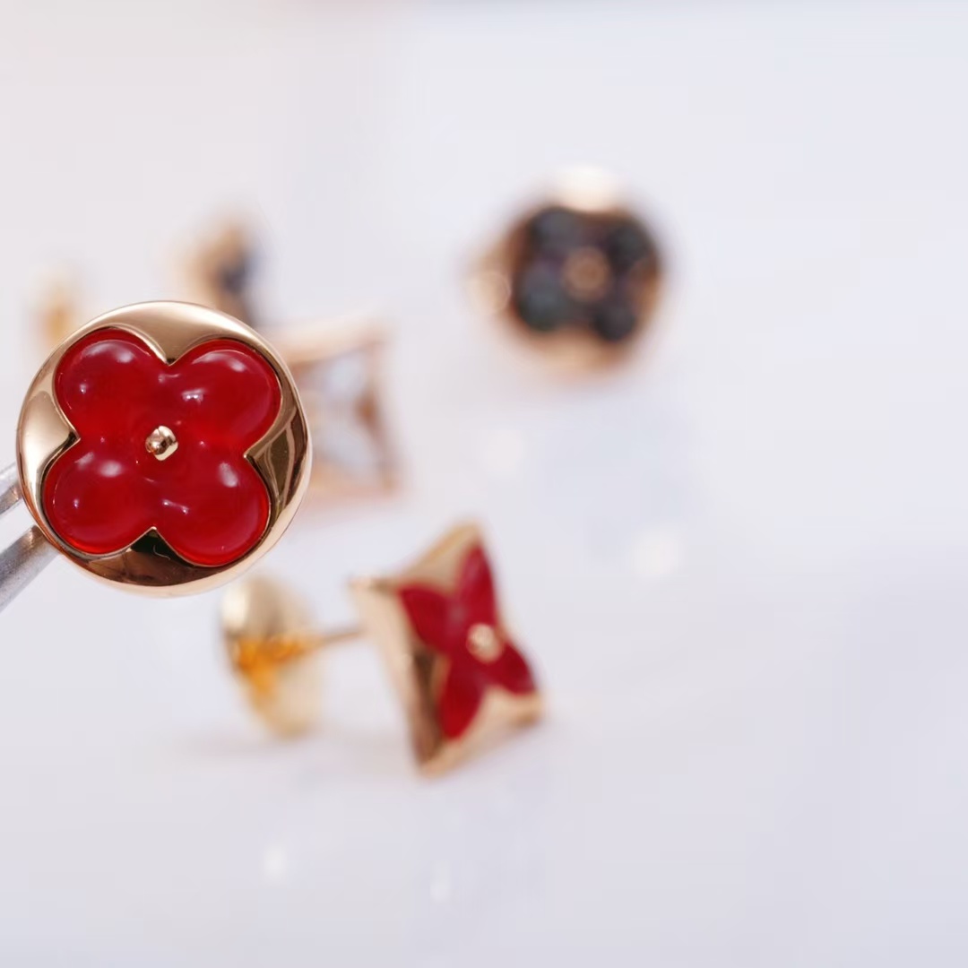 Louis Vuitton AB Asymmetric Red Carnelian Earrings - Original Replica Club