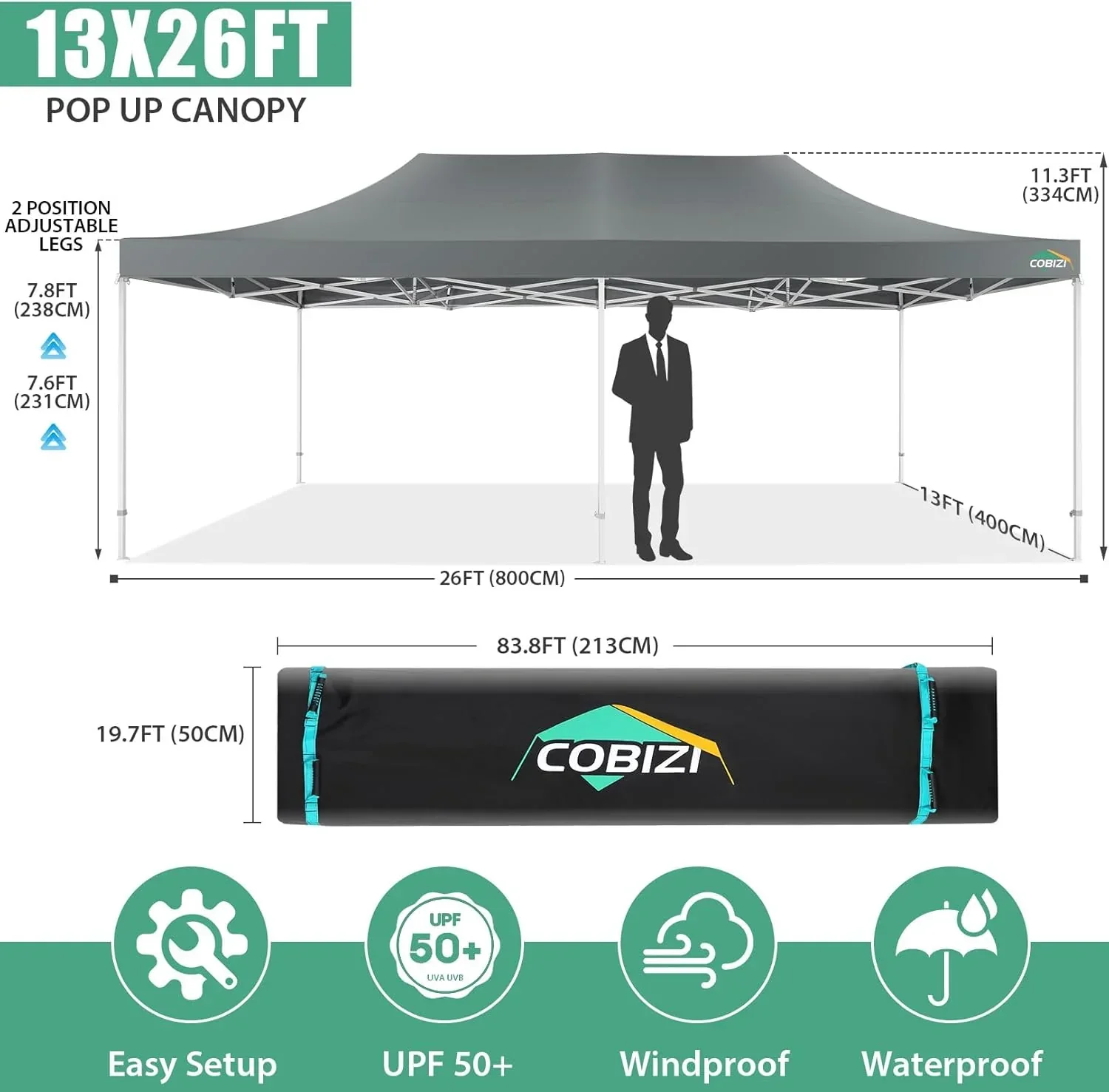 COBIZI 10x20 Heavy Duty Pop up Canopy Tent 6 sidewalls Commercial Canopy Wedding Party Tents