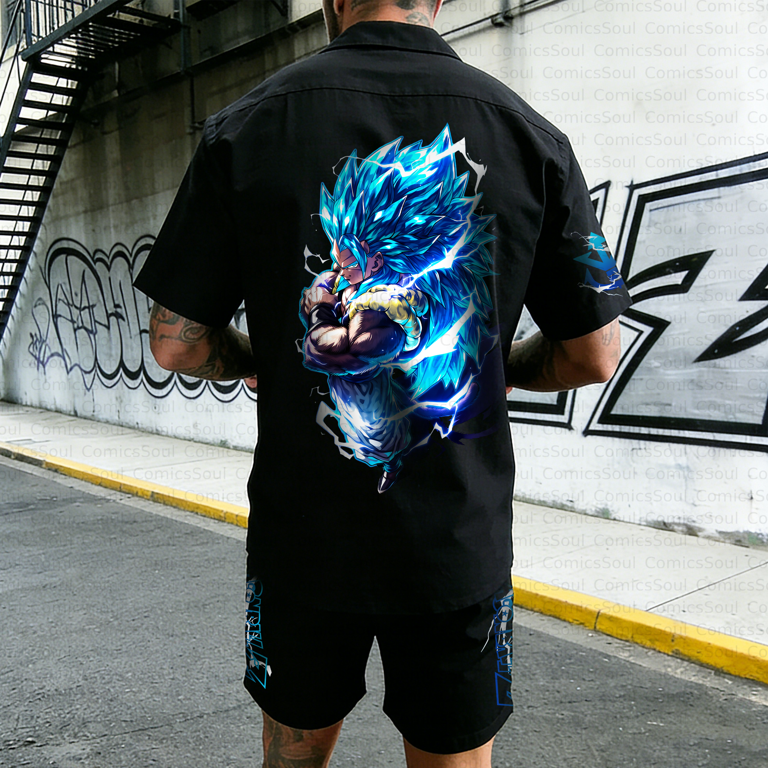 Unisex Anime Inspired Vintage Short-sleeved Shirt Set