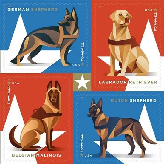 2019 Military Working Dogs First Class- Forever Postage Stamps(100 Pcs 5 Sheets)