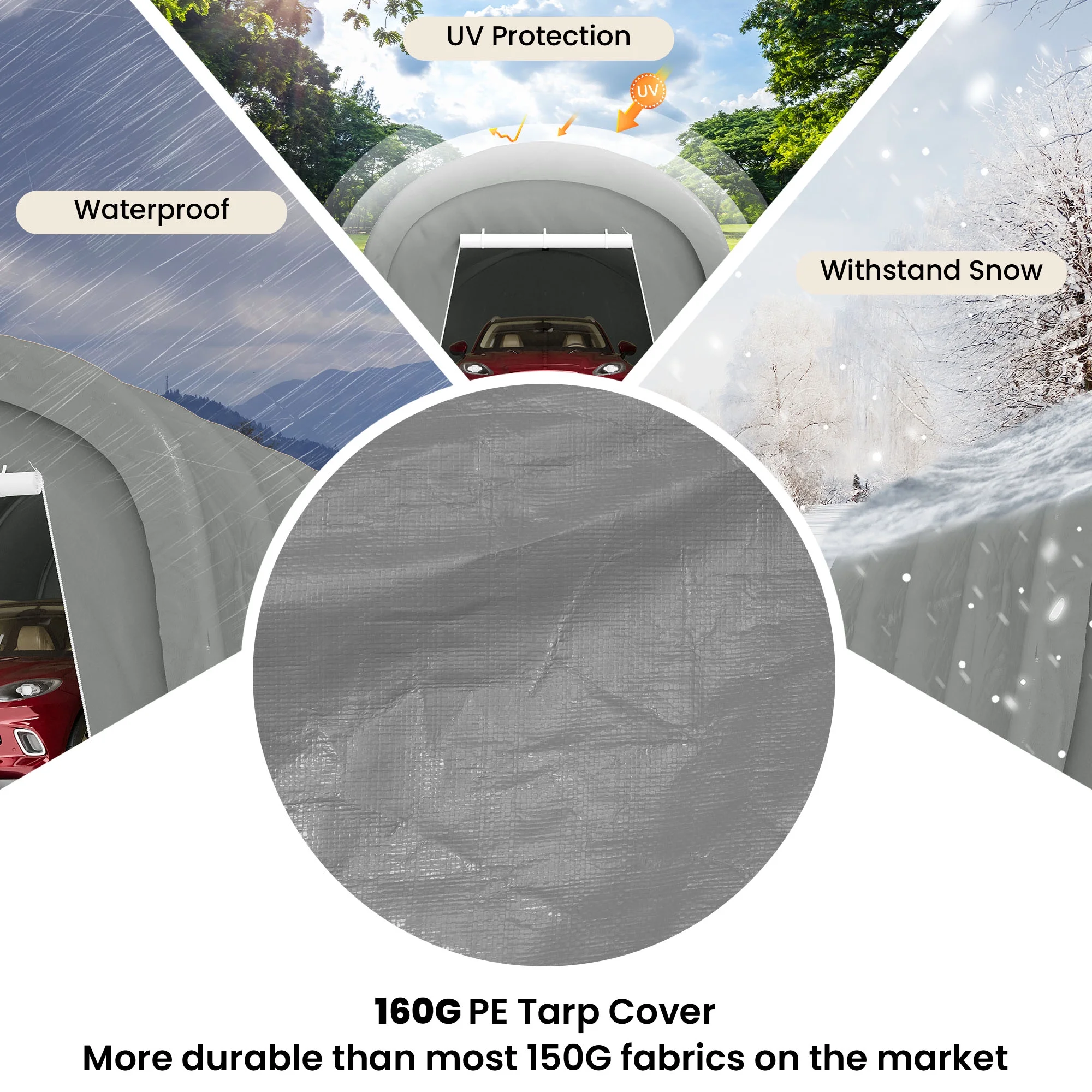 COSIEST 10'x20'Heavy Duty Carport ,Portable Outdoor Canopy Garage with Waterproof PE Roof and Steel Frame - Image 13