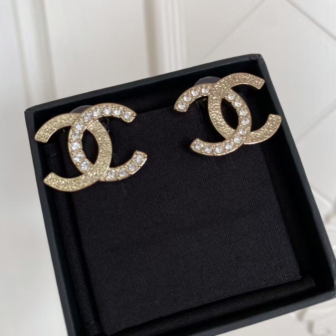 Chanel Single C Paved Diamond Earrings - Original Replica Club