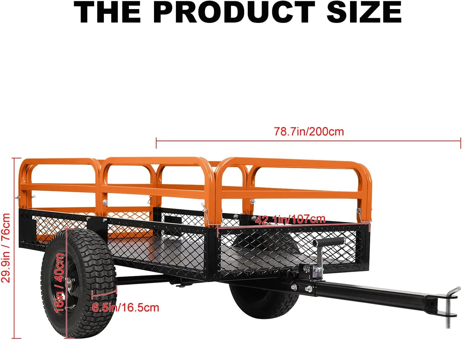 Heavy Duty Steel ATV Trailer,1600 Lbs Dump Cart, 15 Cubic Feet, Removable Sides, for Riding Lawn Mower Tractor - Image 2