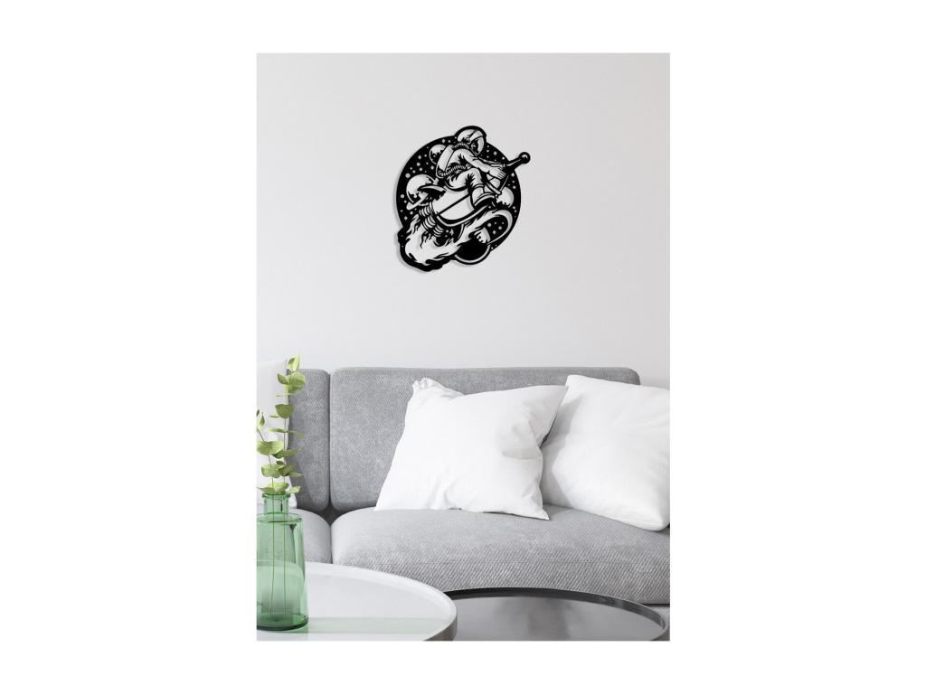 Decoración de Metal Astronauta 2, Negro, 50x0,15x54 cm, Casaplu