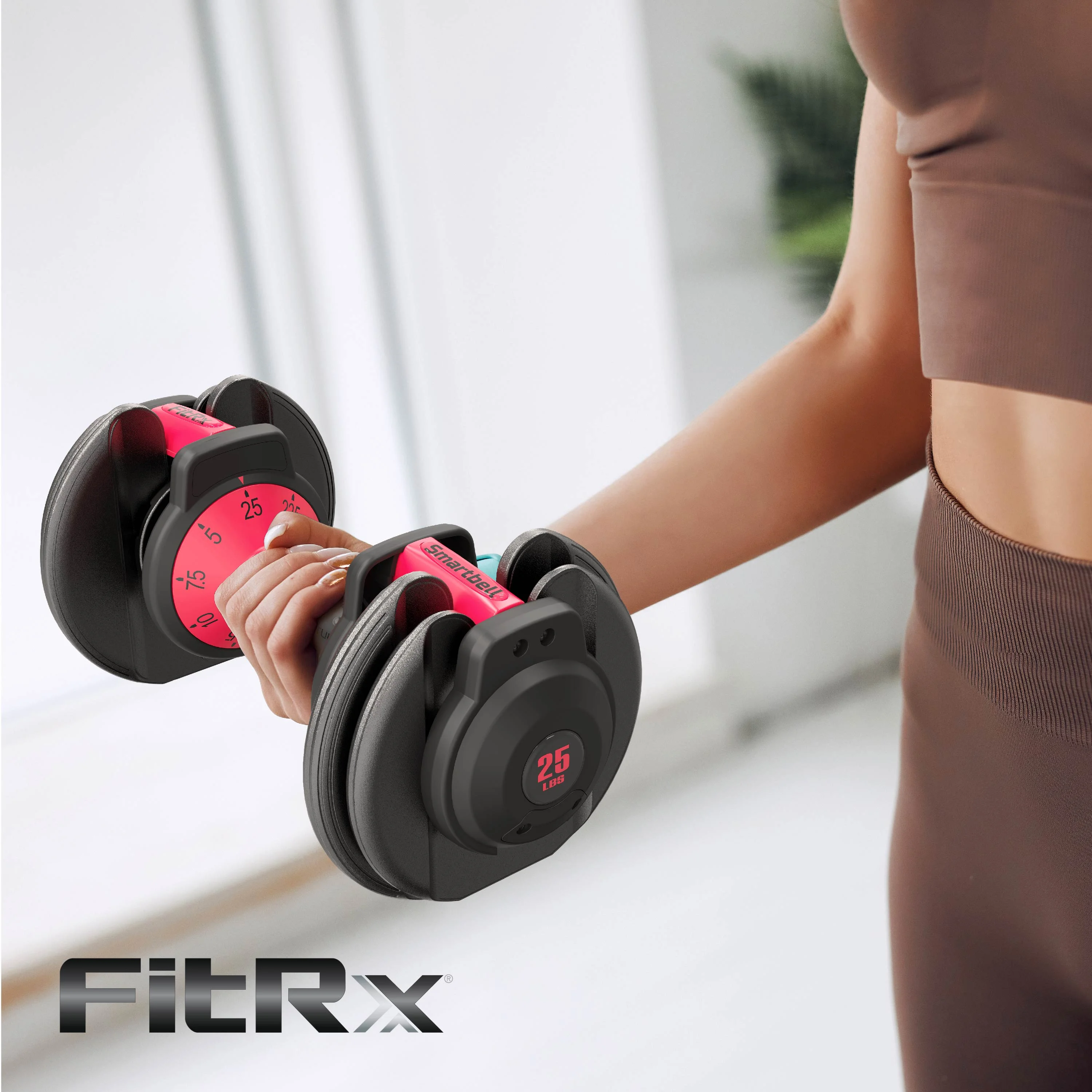 FitRx Adjustable Dumbbells 2-Pack, 25lb SmartBell Dumbbell Set with 9-in-1 Quick-Select Weights, 2.5lb Increments for Home Gym - Image 5