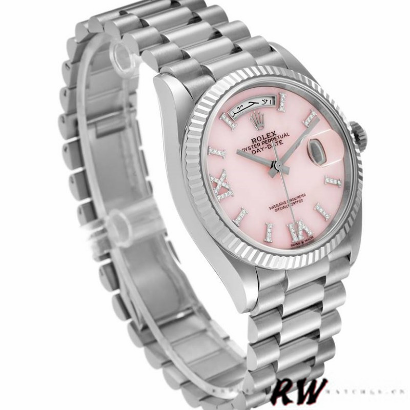 Rolex Day-Date 128239 White Gold Pink Opal Dial 36MM Unisex Replica Watch