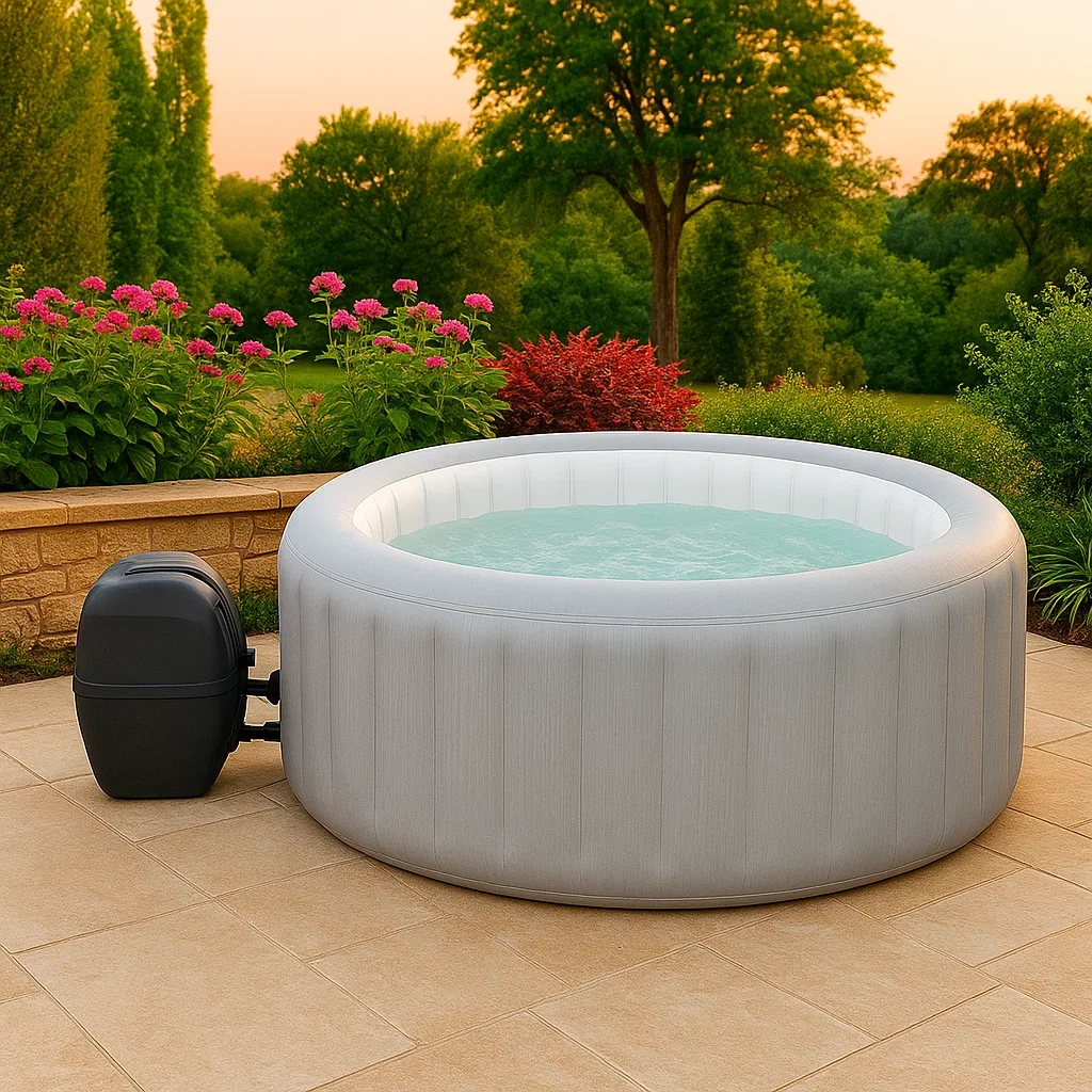 Spa hinchable,redondo,4 personas,material PVC,color gris y blanco,fácil instalación diámetro 180x70 cm - EoR2PhAzTwrp