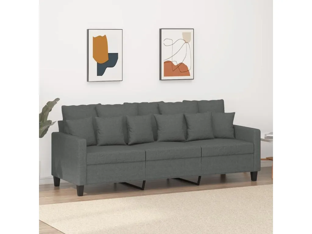 Sofá de 3 plazas de tela gris oscuro 180 cm