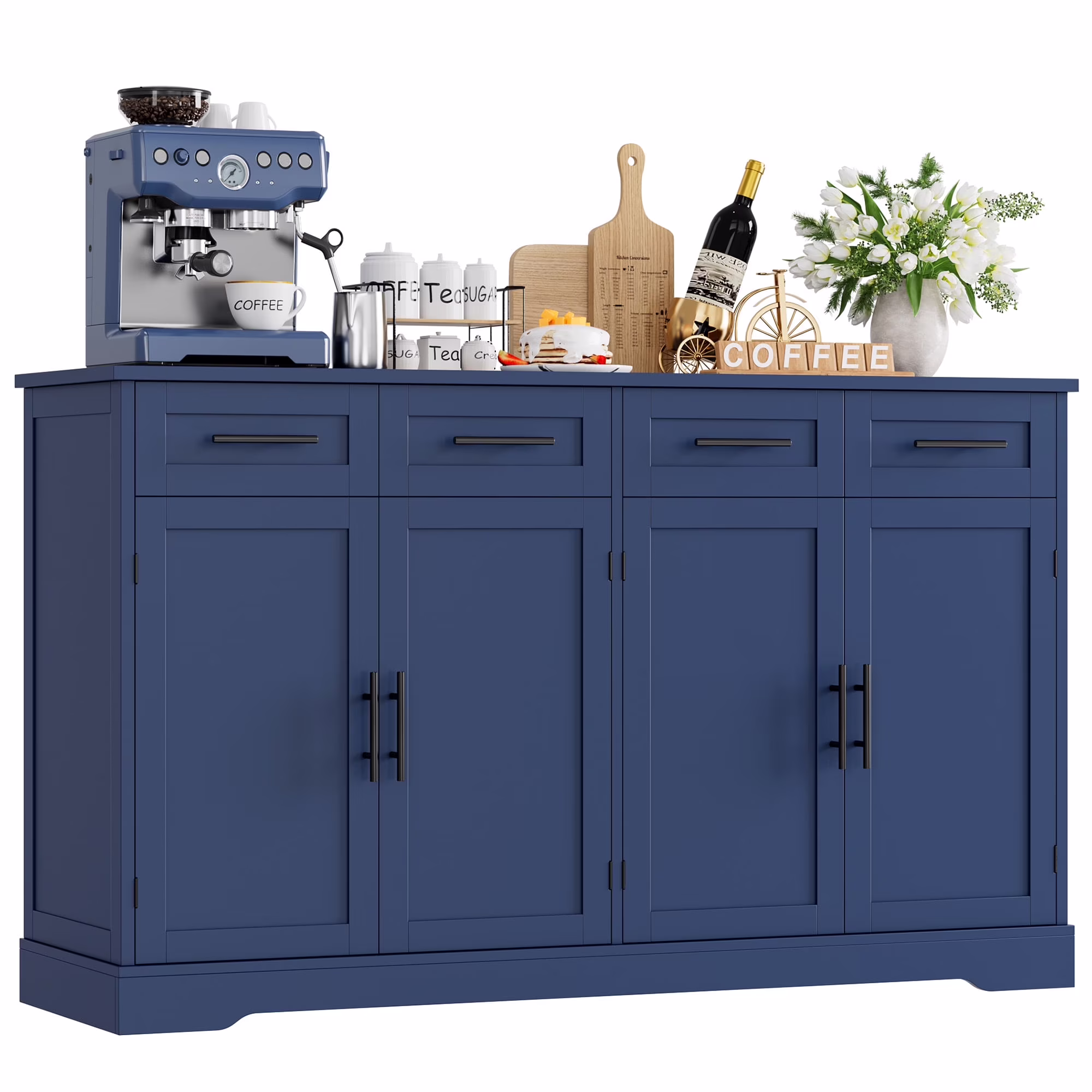 Homfa Farmhouse Buffet Cabinet with 4 Drawers and 4 Doors, 59